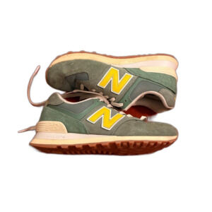 New Balance 574 Women's Mallard Green Yellow White Trainers Size 6.5